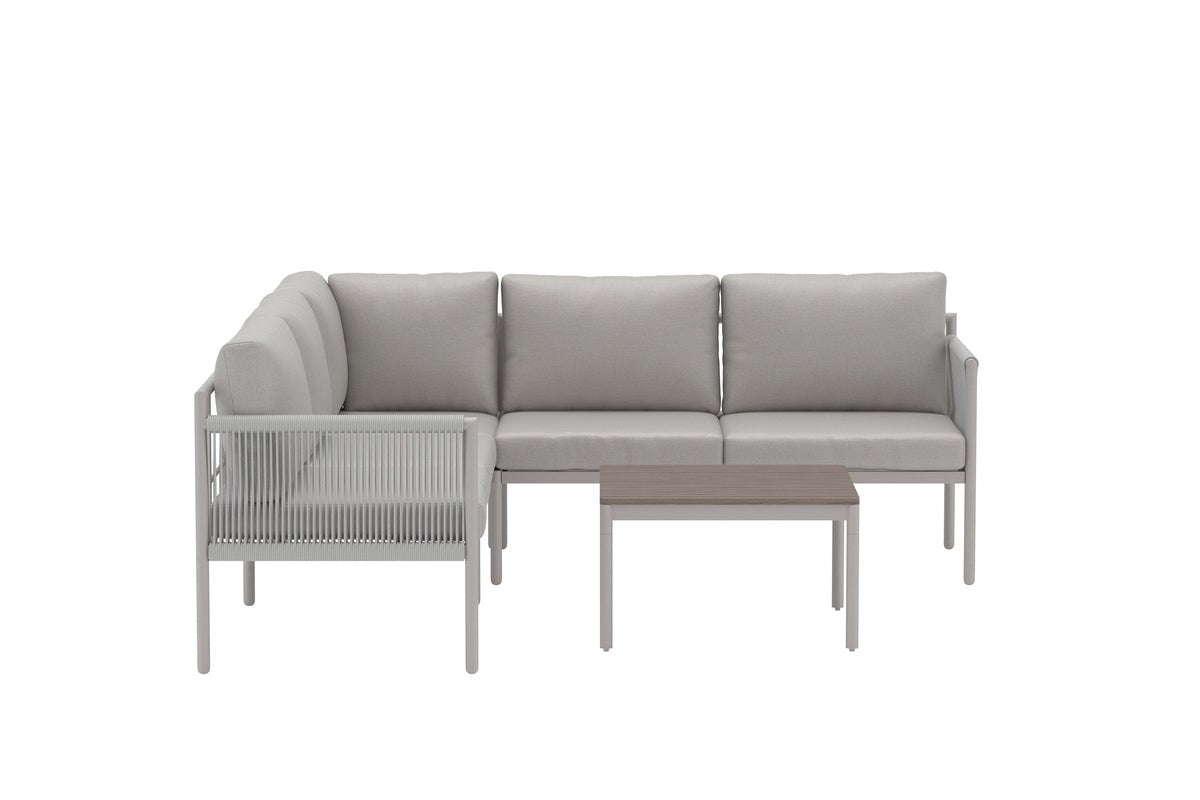 Garten Loungeset Rimini – wetterfest in Beige mit Aluminiumgestell