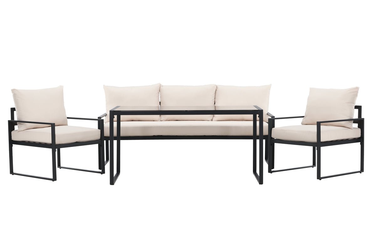 Garten Loungeset Sovana – 3-teilig in Schwarz/Weiß & Beige