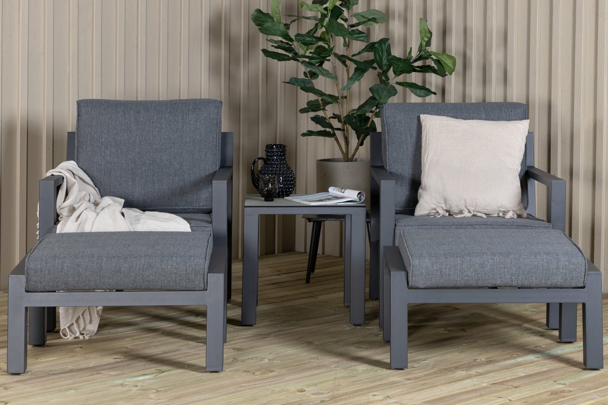 Garten Loungeset Tavira – 5-teiliges Outdoor-Sessel-Set in Schwarz