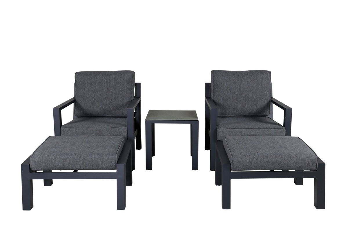 Garten Loungeset Tavira – 5-teiliges Outdoor-Sessel-Set in Schwarz