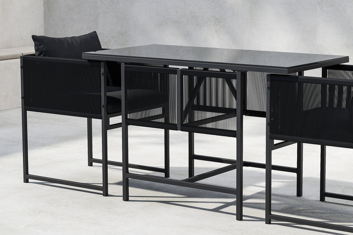 Garten Loungeset Velenzo – 3-teiliges Set mit 2 Stühlen in Schwarz