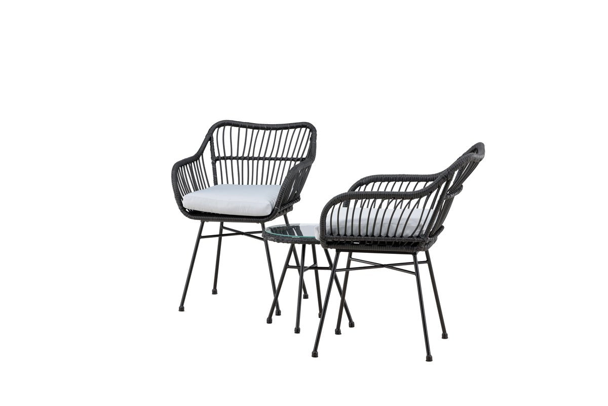Garten-Sitzgruppe Aora - aus schwarzem Naturrattan