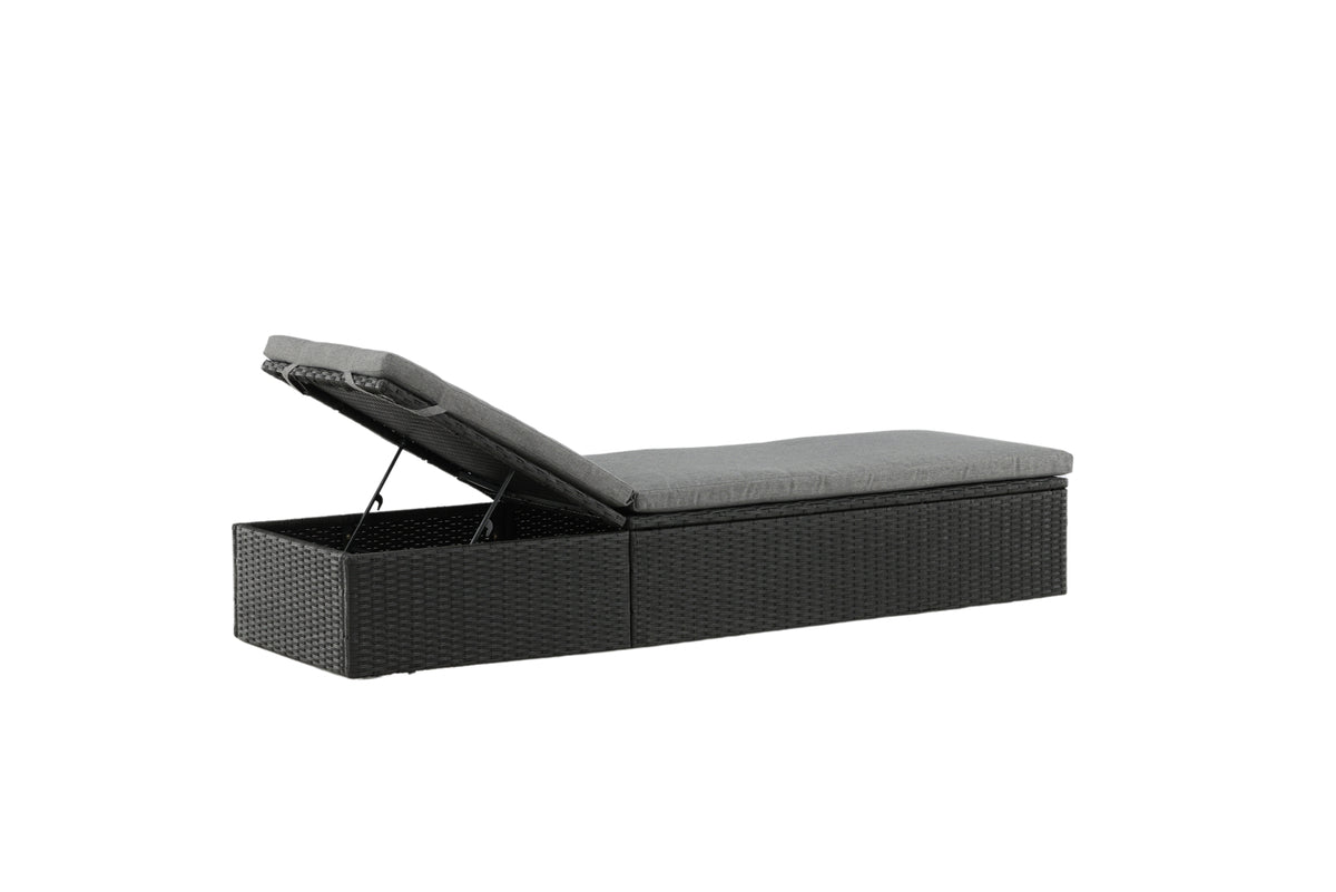 Garten Sonnenliege Dakar - inklusive grauem Kissen und verstellbarer Rückenlehne