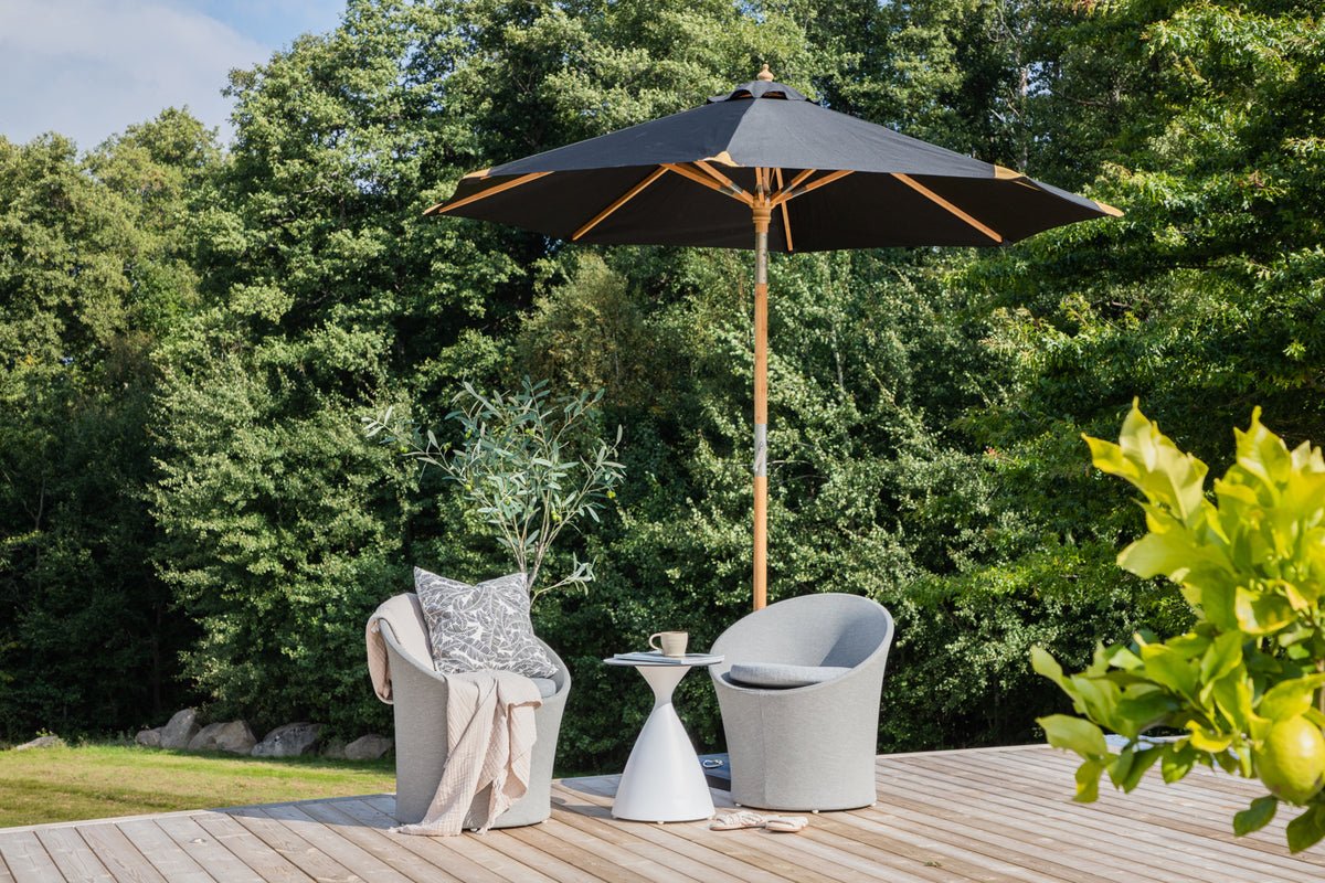Garten Sonnenschirm Boho – Ø270 cm in wahlweise Schwarz oder Grau