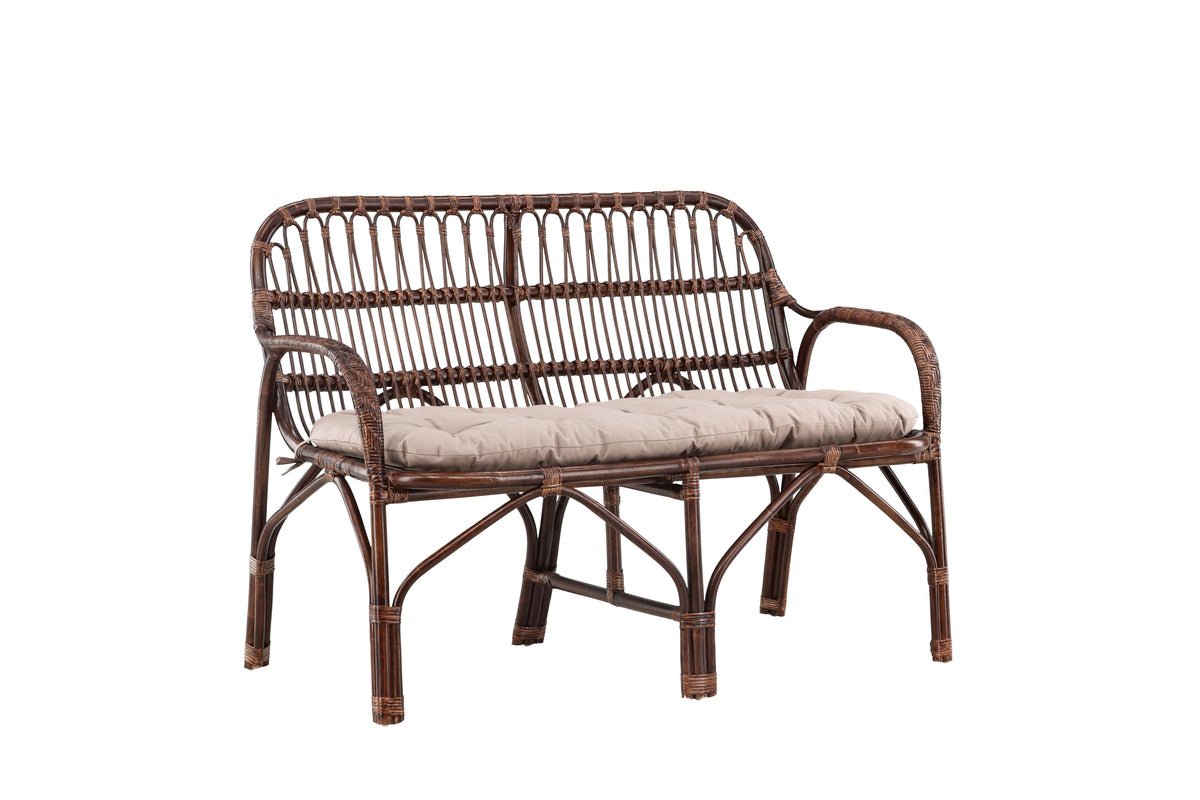 Gartenbank Tobias - Aus Rattan in der Farbe Dunkelwalnuss
