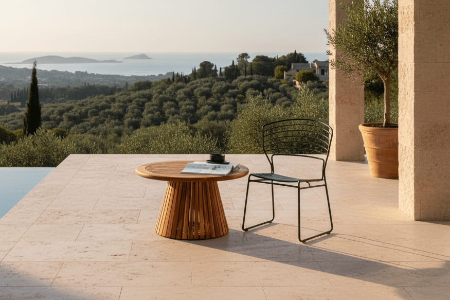 Gartentisch Hewa - Runder Beistelltisch aus Akazienholz