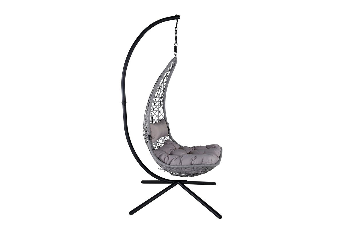 Hängesessel Brittany - aus Rattan/Metall in Schwarz, Grau