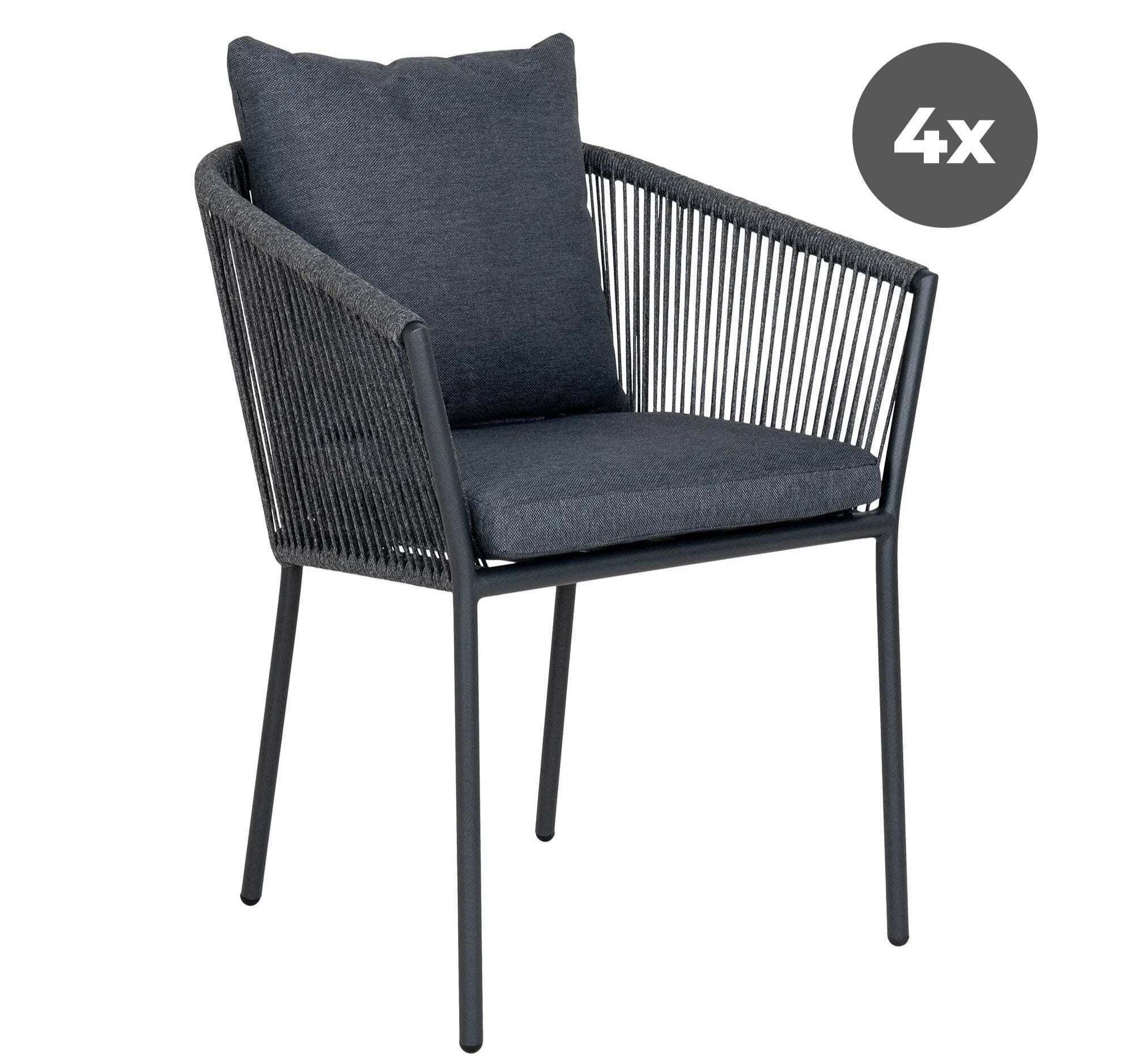 Set of 4 - Tavira Garden Chair Black/Gray