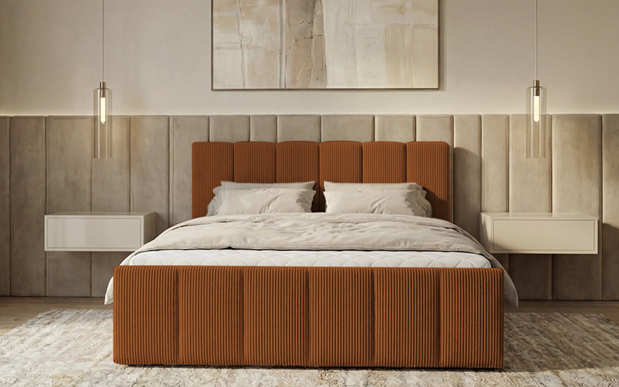 Boxspringbett Siena mit hochklappbarem Stauraum in Cord