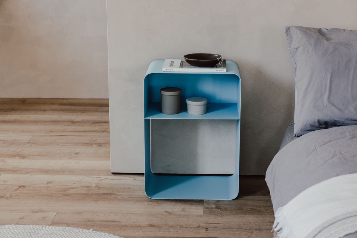 Nachttisch Damio – Minimalistisches Design aus pulverbeschichtetem Metall