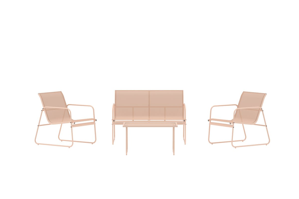 Loungeset Novara – 4-teiliges Outdoor-Set aus Stahl mit Glastisch in 2 Farben