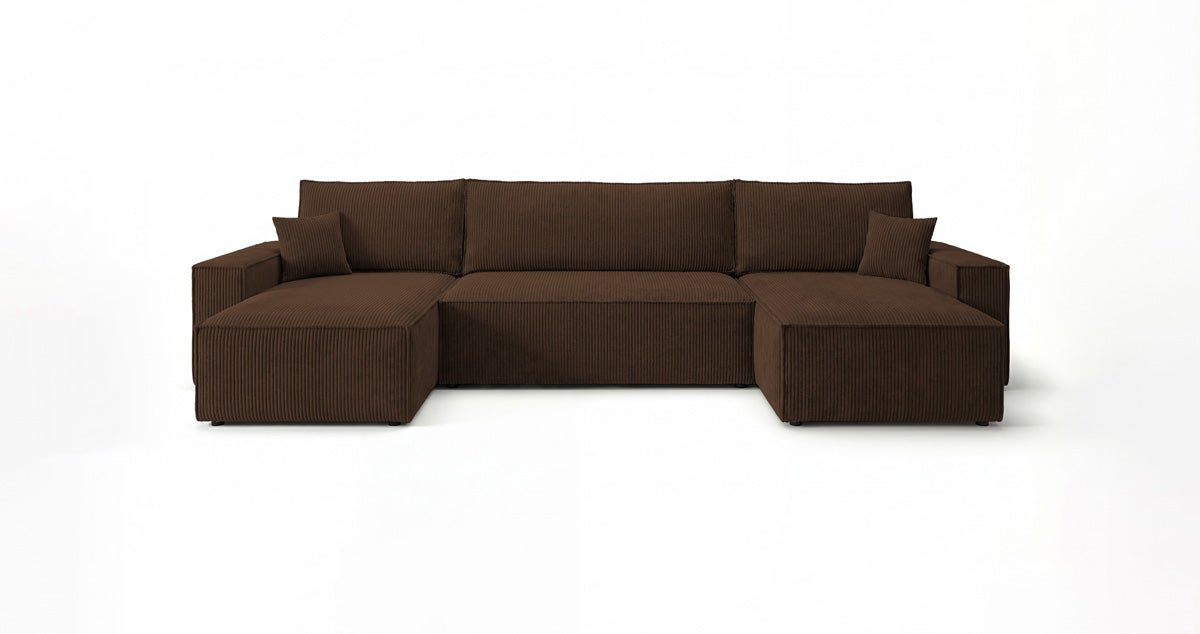 Designer Sofa Lunaro U Mini mit Schlaffunktion und Stauraum in Cord