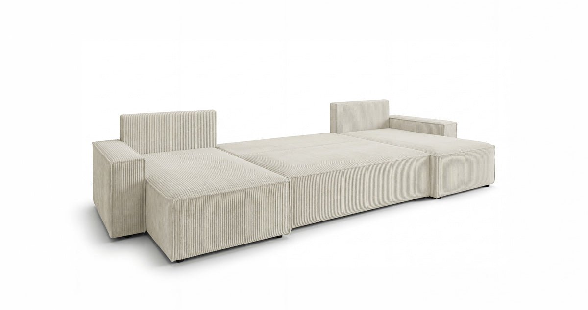 Designer Sofa Lunaro U Mini mit Schlaffunktion und Stauraum in Cord