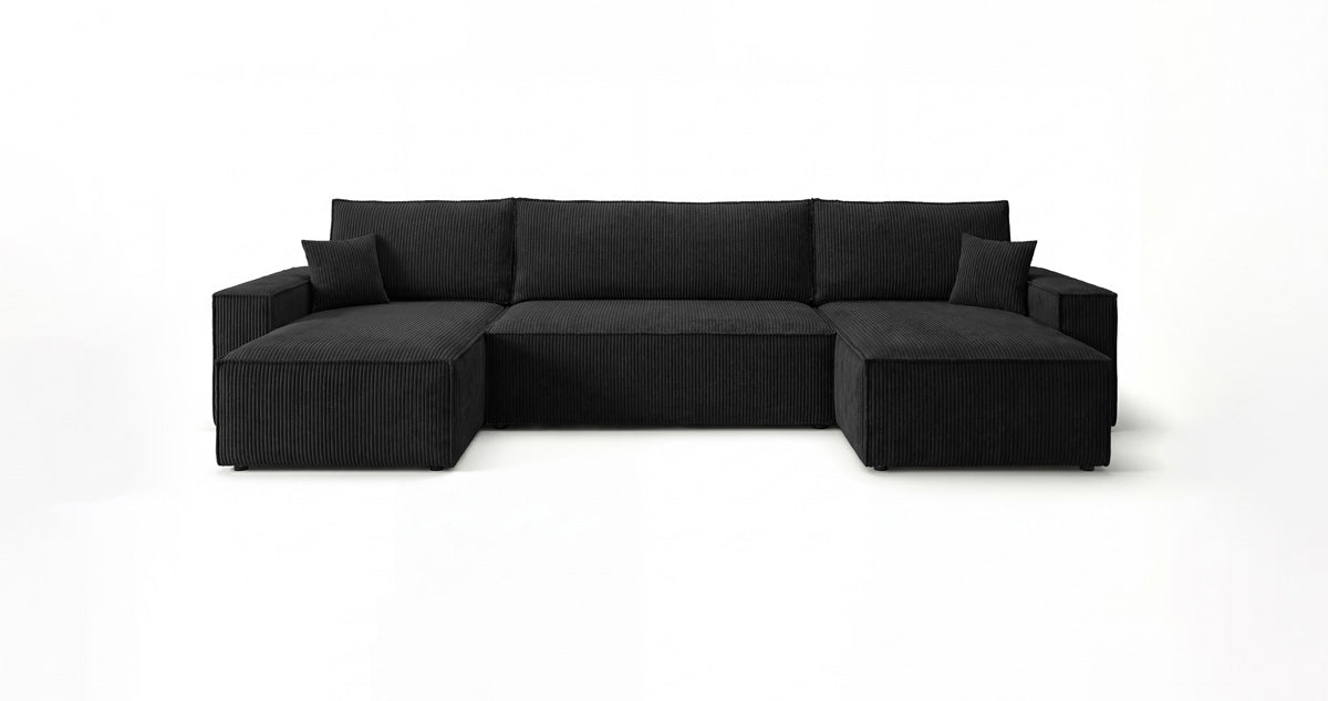 Designer Sofa Lunaro U Mini mit Schlaffunktion und Stauraum in Cord