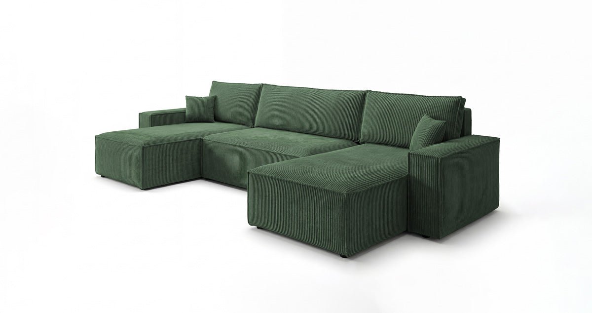 Designer Sofa Lunaro U Mini mit Schlaffunktion und Stauraum in Cord