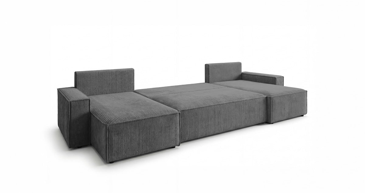 Designer Sofa Lunaro U Mini mit Schlaffunktion und Stauraum in Cord