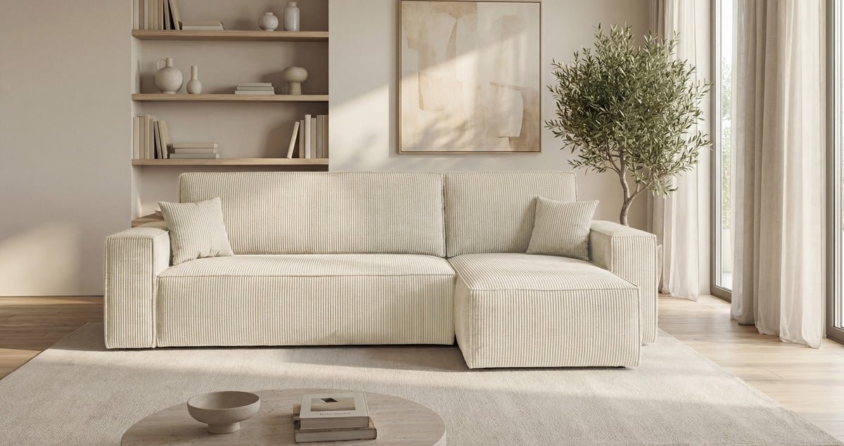 Designer Sofa Lunaro Mini mit Schlaf- und Klappfunktion in Cord