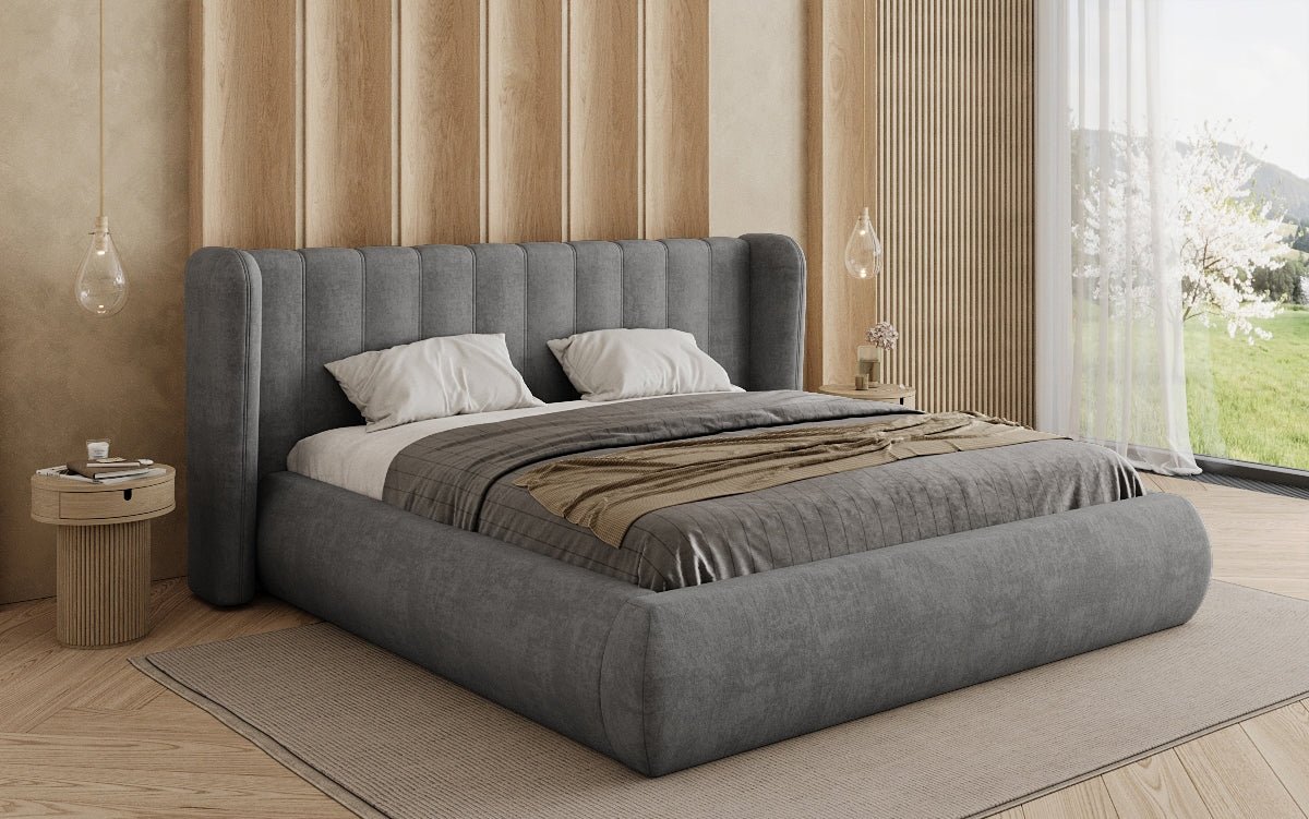 Designer Polsterbett Valentina Samt mit Stauraum