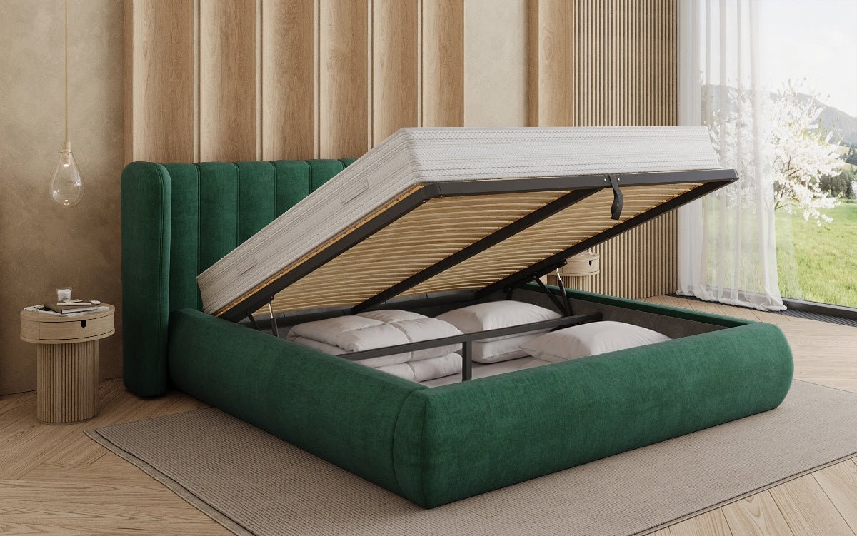 Designer Polsterbett Valentina Samt mit Stauraum