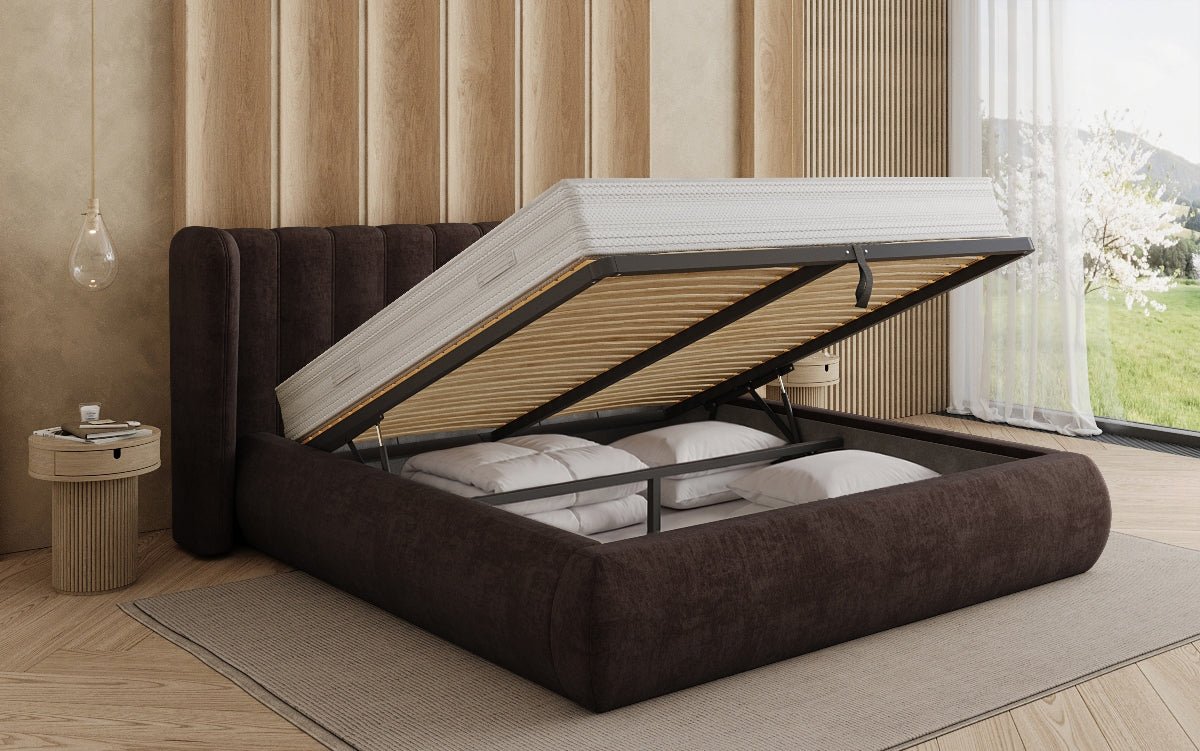 Designer Polsterbett Valentina Samt mit Stauraum