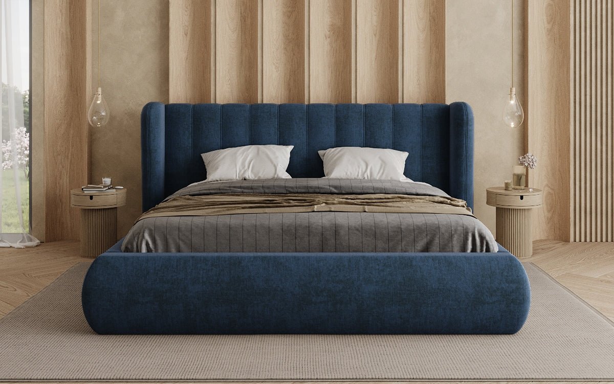 Designer Polsterbett Valentina Samt mit Stauraum