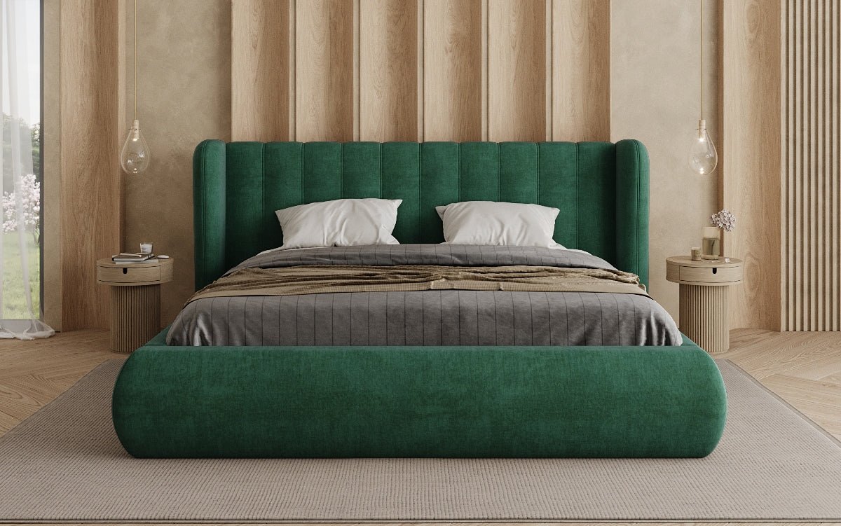 Designer Polsterbett Valentina Samt mit Stauraum