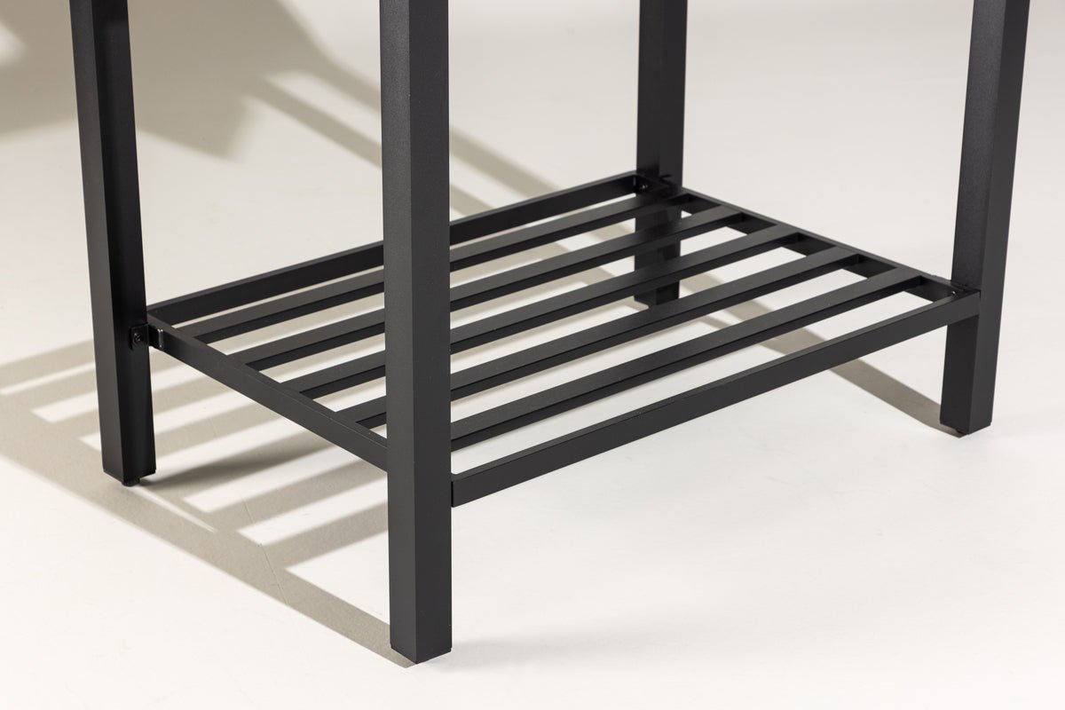 Outdoor Küchenbank Heidi - mit Stein-Tischplatte in Schwarz