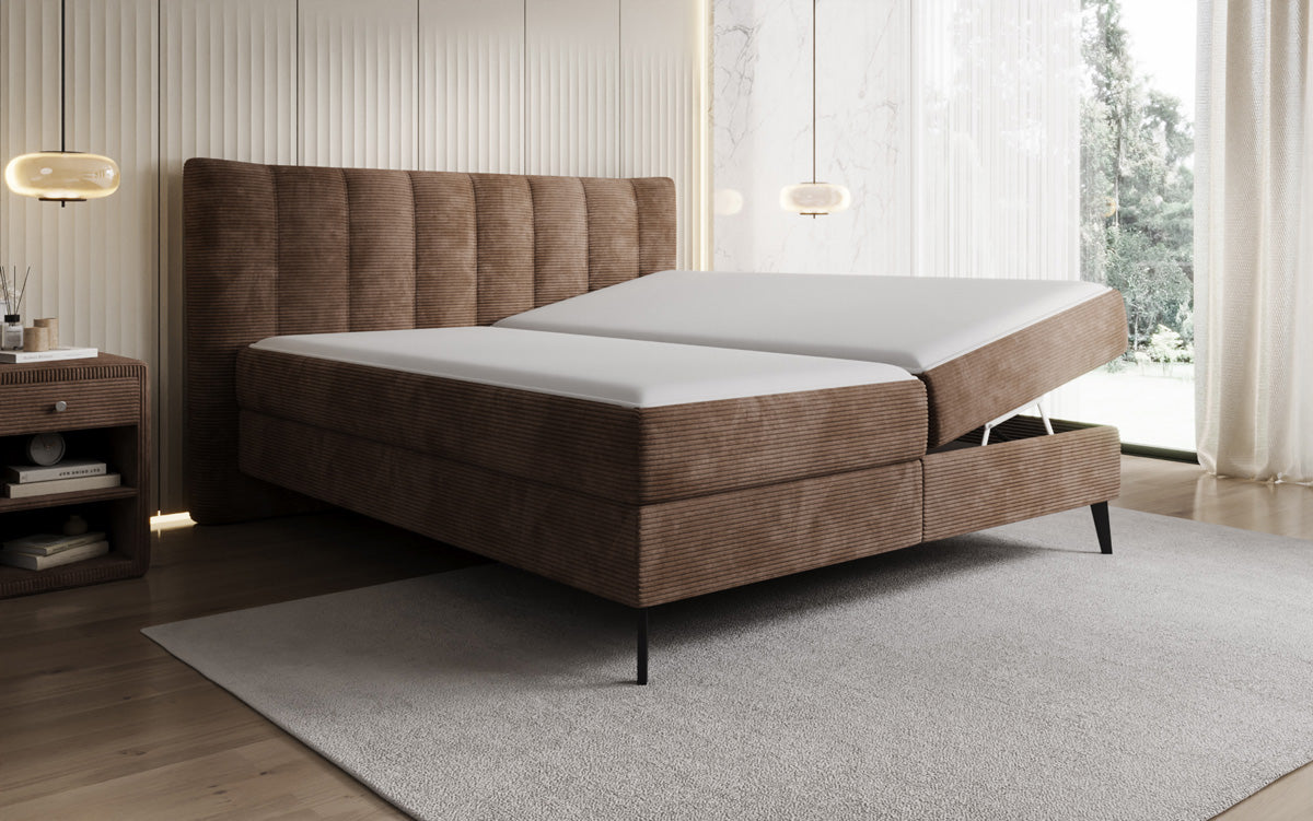 Boxspringbett Ines in Cord mit Stauraum