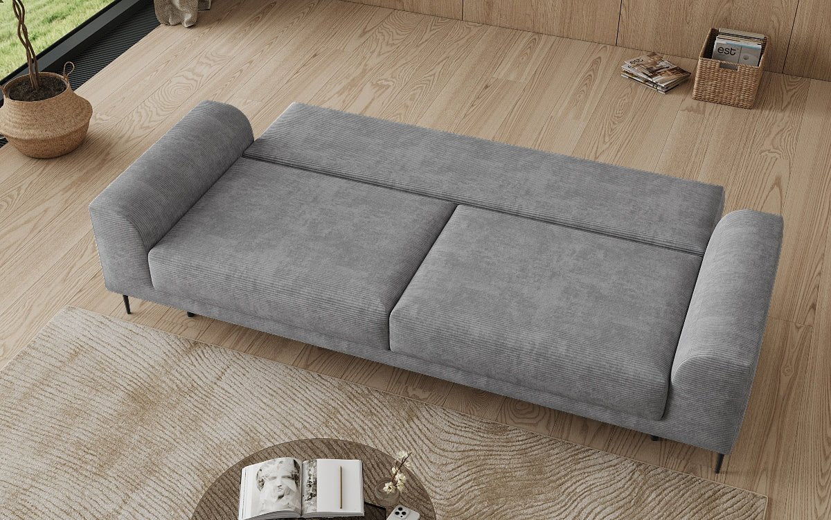 Designer 3 Sitzer Sofa Bloom in Cord mit Schlaffunktion und Stauraum