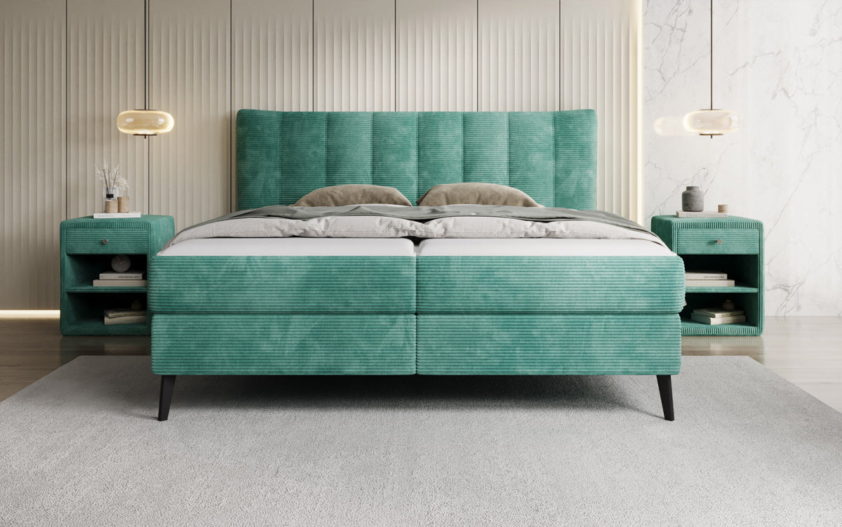 Boxspringbett Ines in Cord mit Stauraum