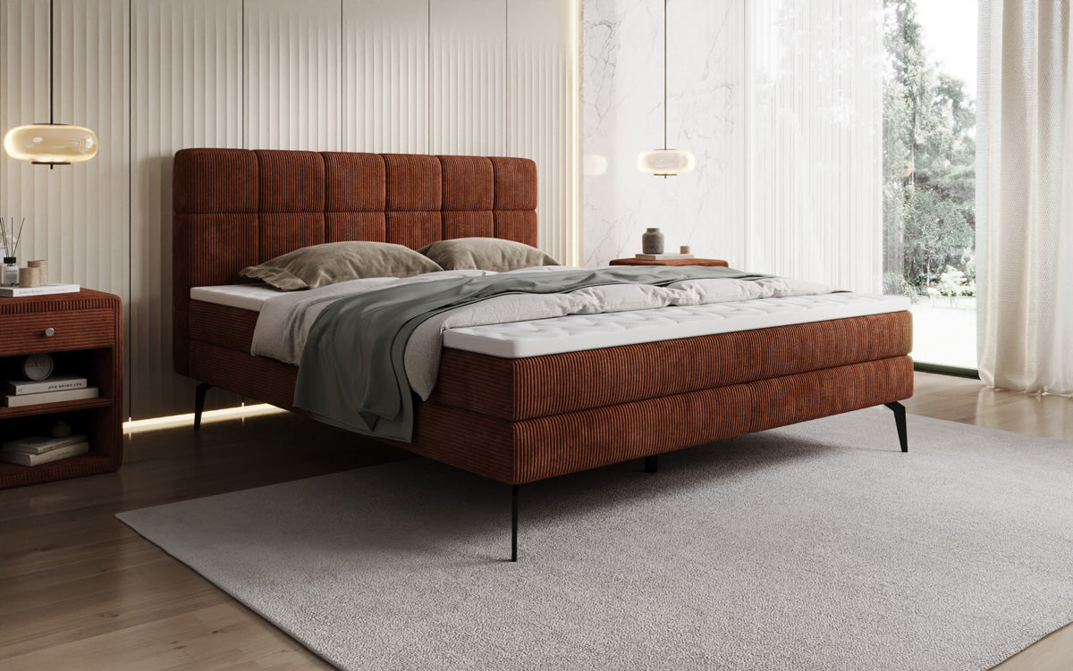 Boxspringbett Vera in Cord mit hohen Füßen