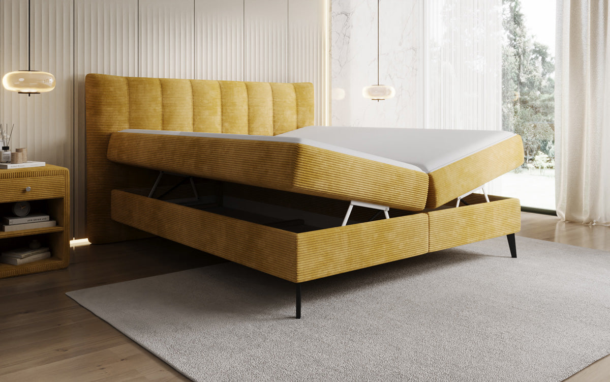 Boxspringbett Ines in Cord mit Stauraum