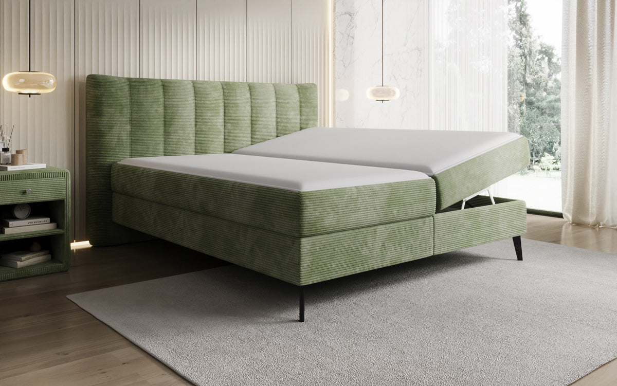 Boxspringbett Ines in Cord mit Stauraum