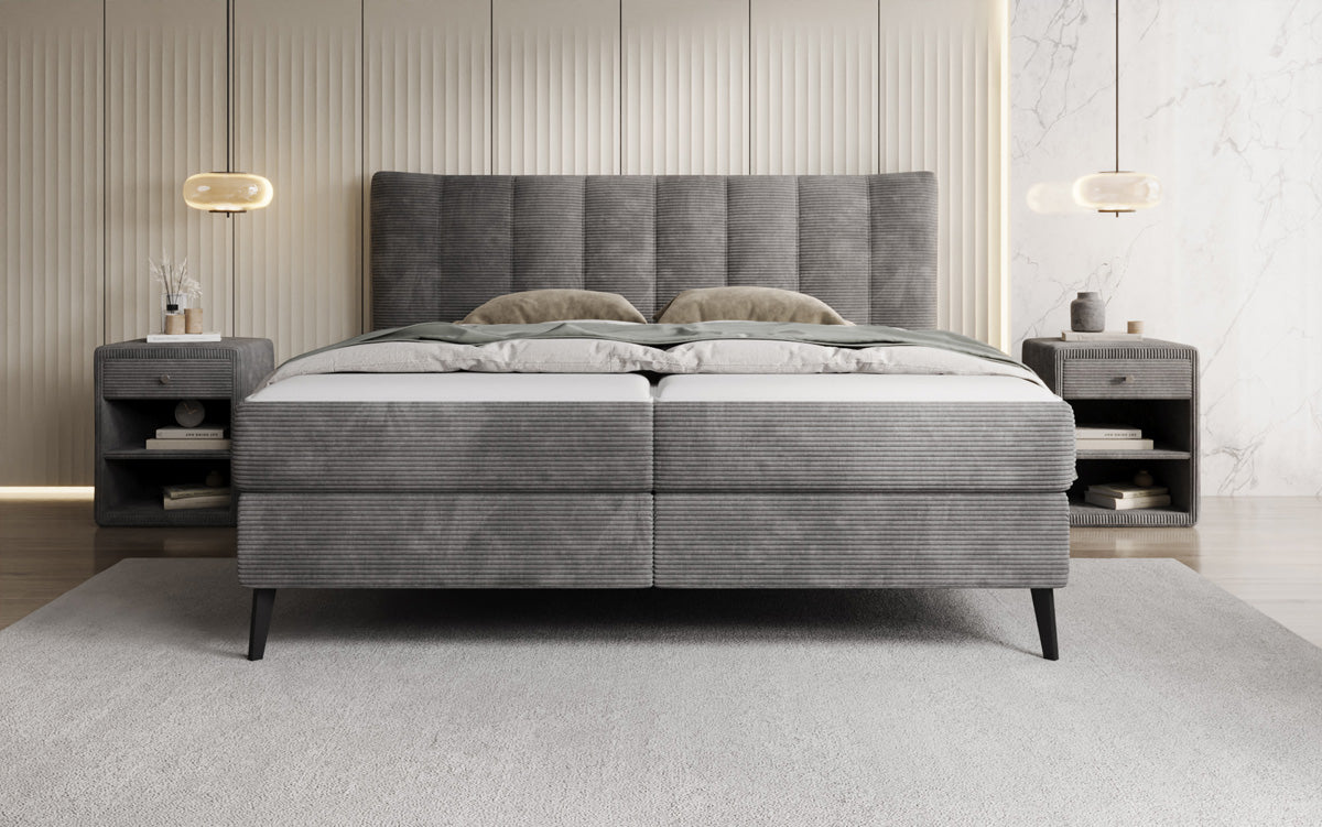 Boxspringbett Ines in Cord mit Stauraum