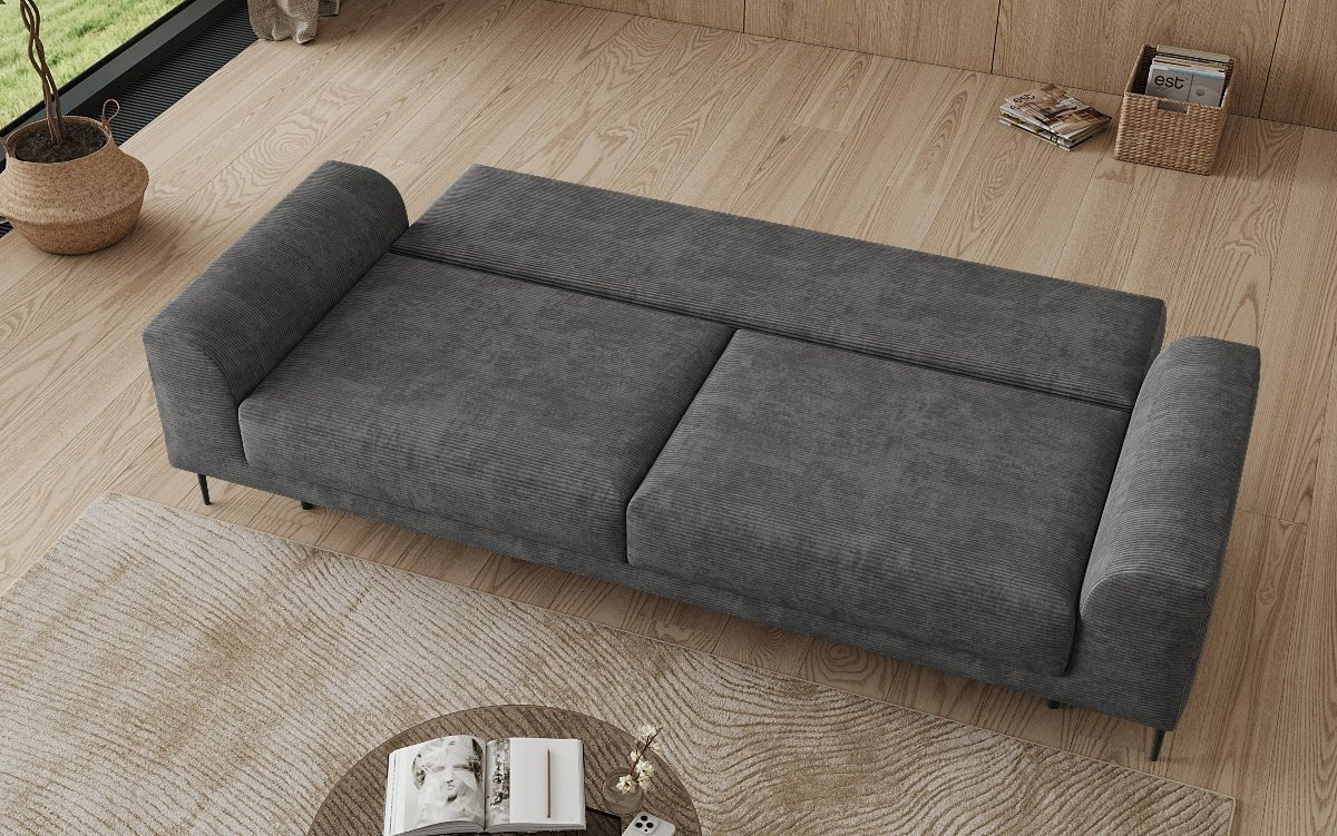 Designer 3 Sitzer Sofa Bloom in Cord mit Schlaffunktion und Stauraum