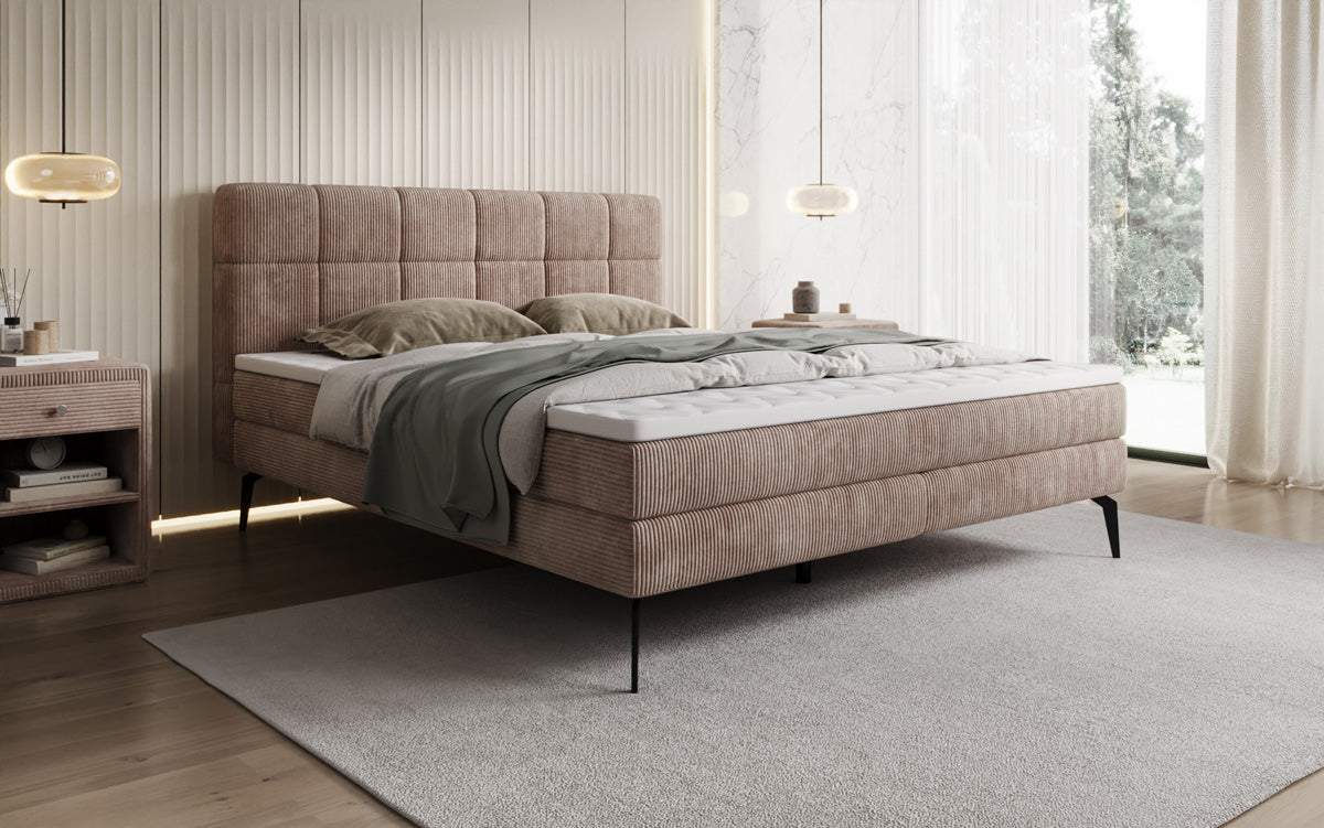 Boxspringbett Vera in Cord mit hohen Füßen