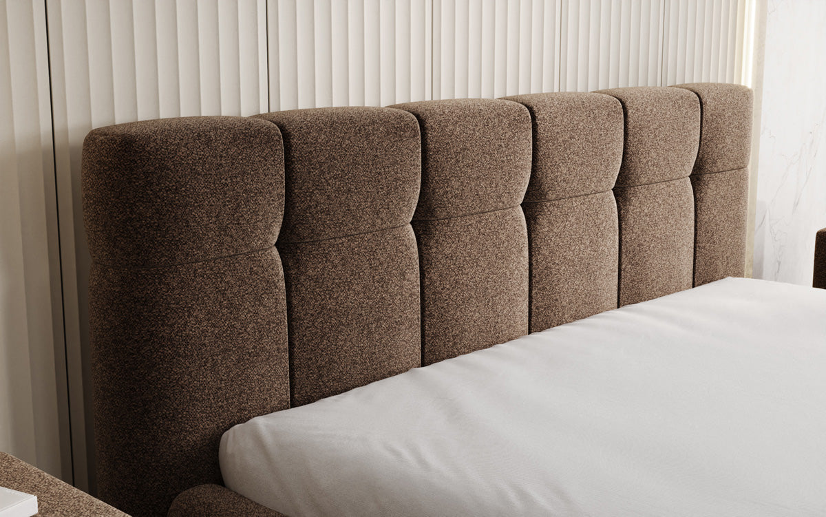 Designer Polsterbett Helena in Strukturstoff mit Stauraum