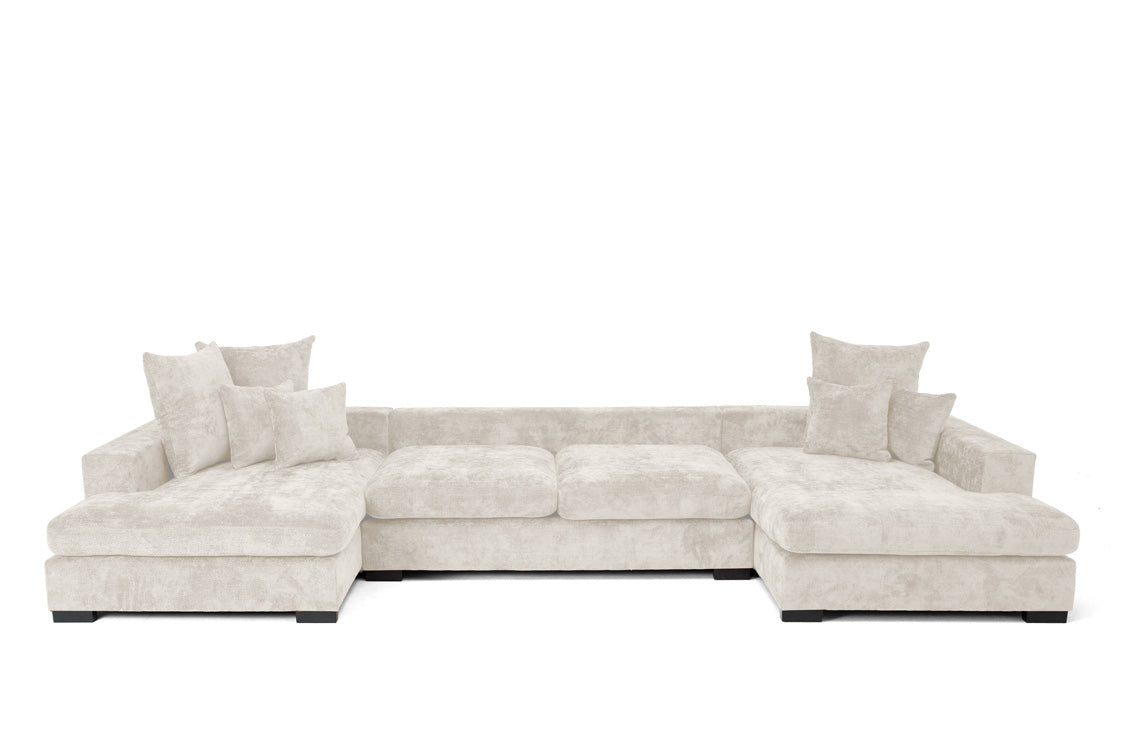 Designer Sofa Selena U mit Schlaffunktion in Strukturstoff