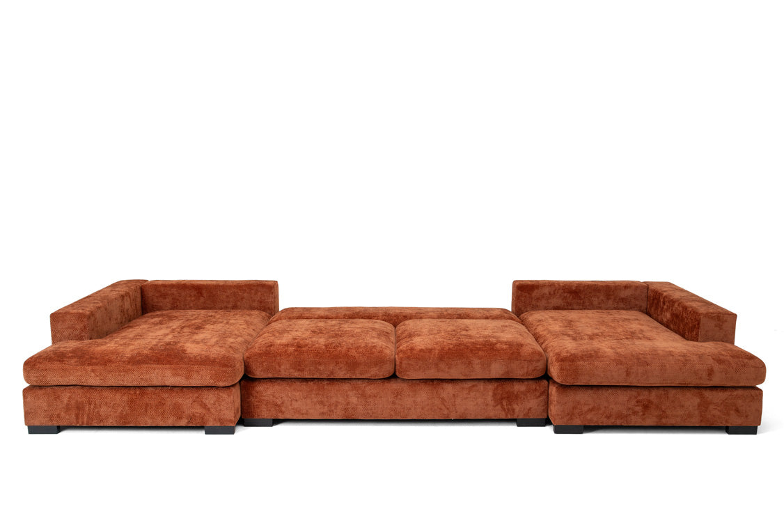 Designer Sofa Selena U mit Schlaffunktion in Strukturstoff