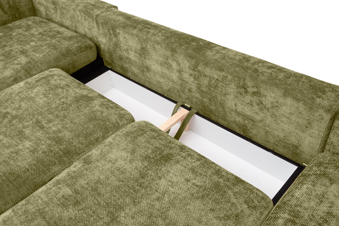 Designer Sofa Selena U mit Schlaffunktion in Strukturstoff