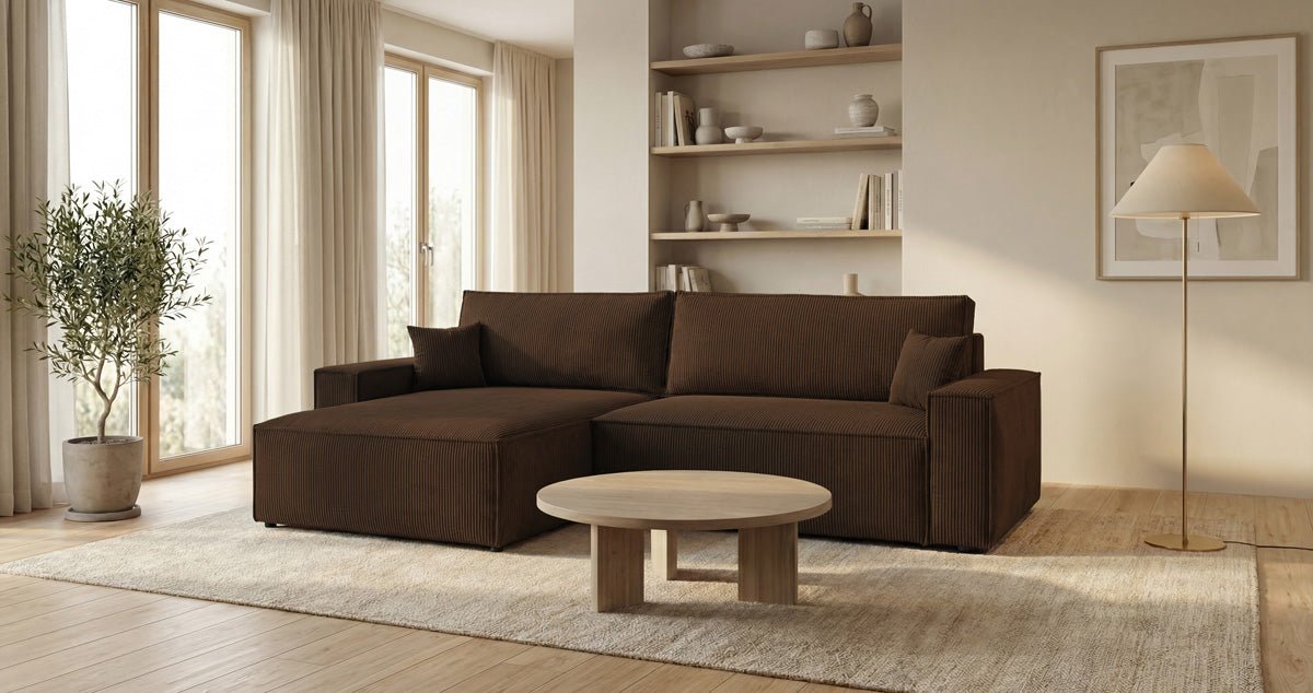 Designer Sofa Vienna mit Schlaf- und Klappfunktion in Cord