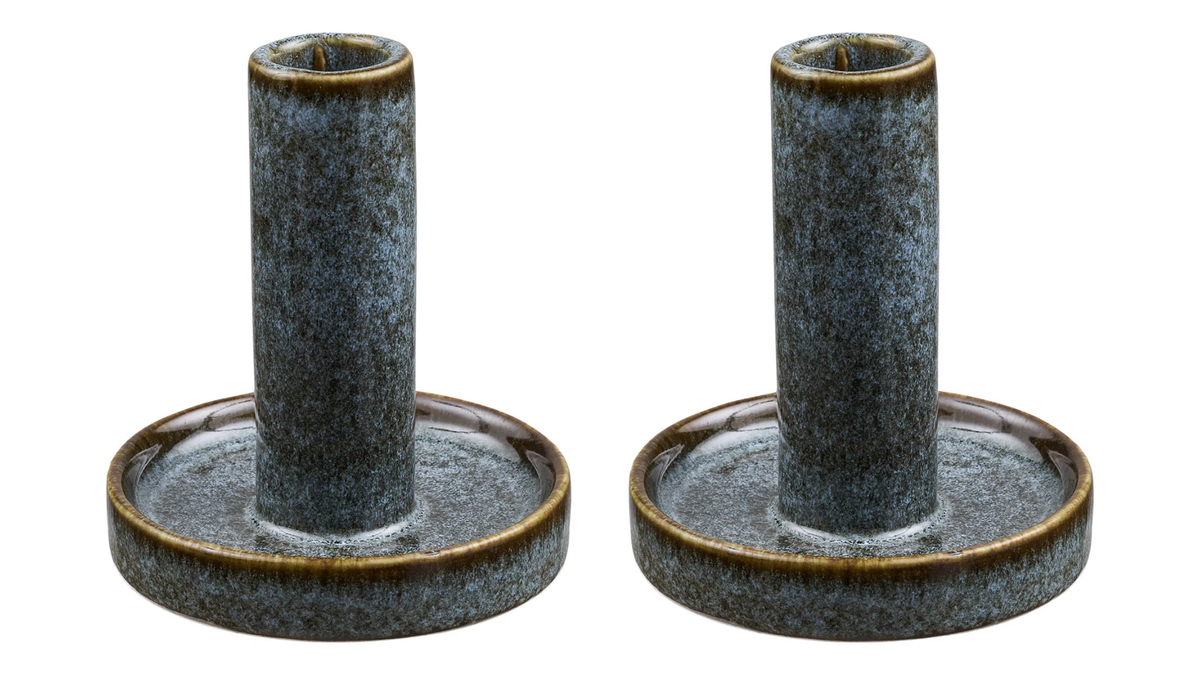 2er Set Kerzenhalter Aramis - aus blauem Keramik