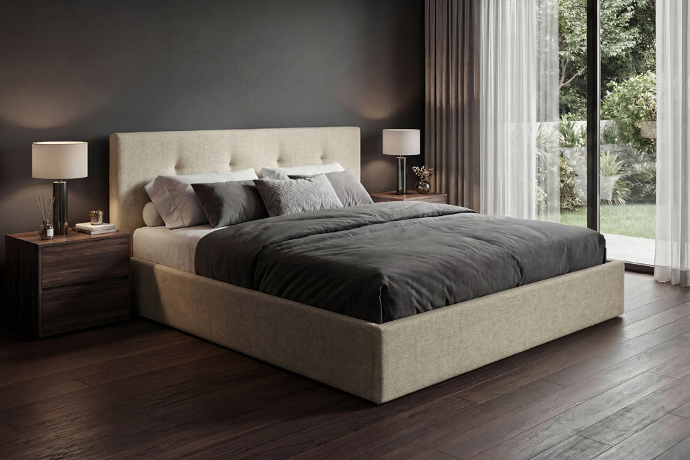 Designer Polsterbett Alva in Samt mit Stauraum