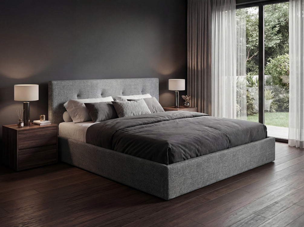 Designer Polsterbett Alva in Samt mit Stauraum