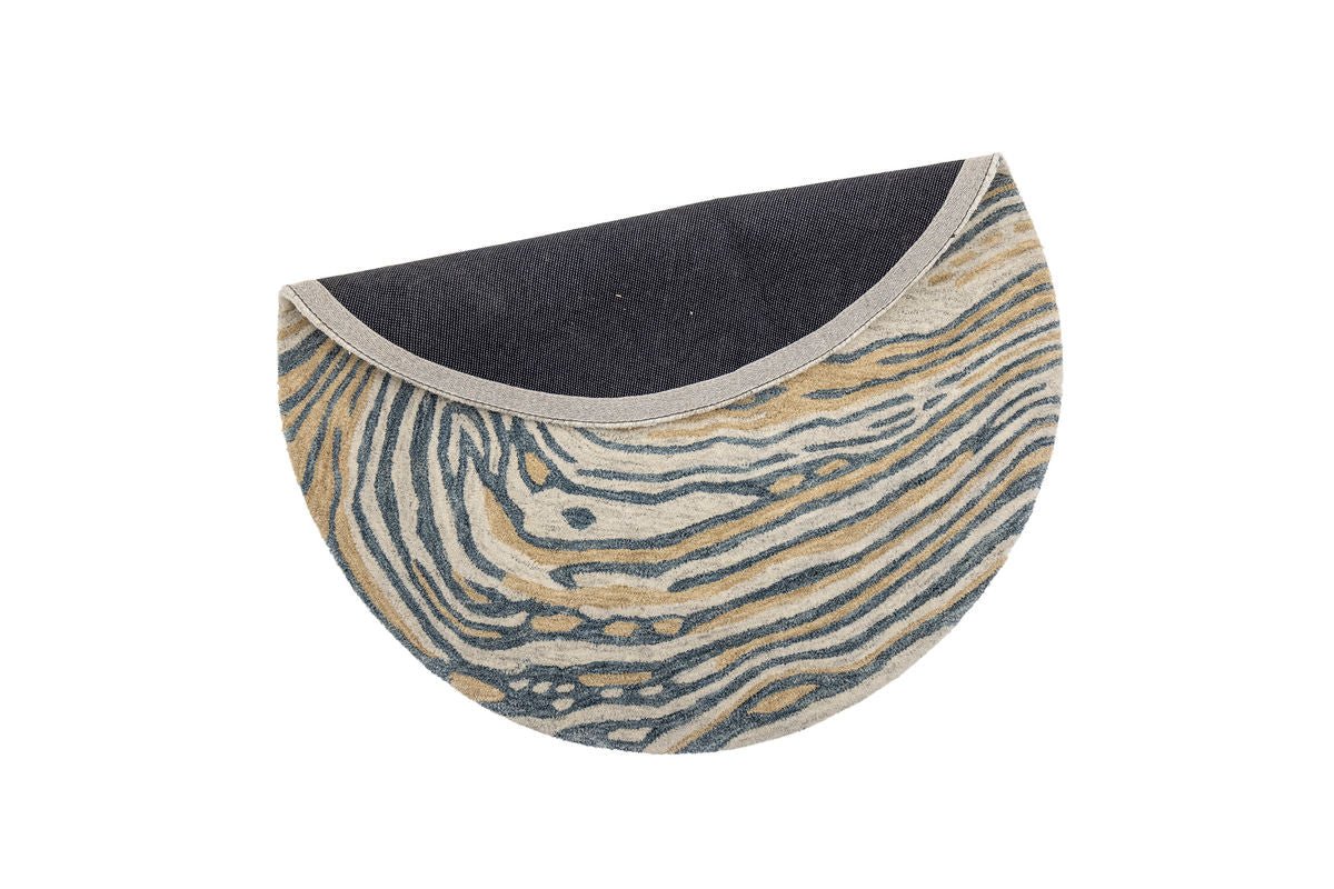 Teppich Niro – Runde Form mit organischem Muster in Braun & Blau