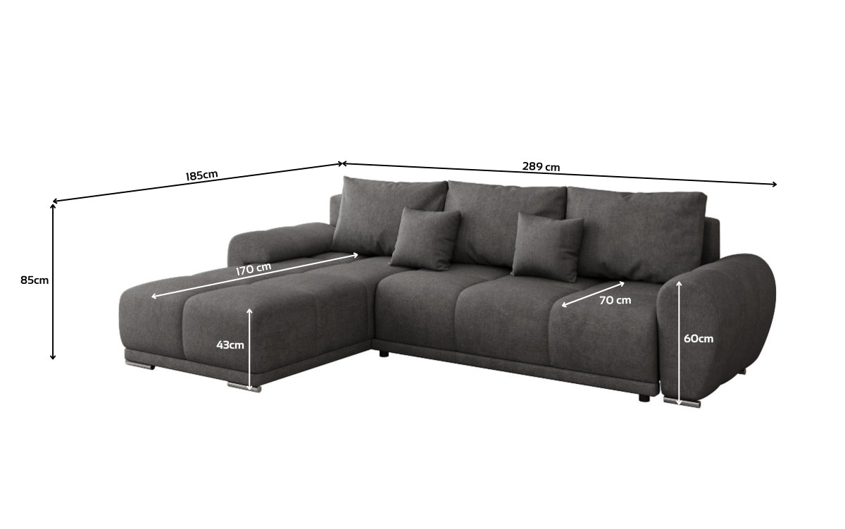 Designer Sofa Leni L mit Schlaf- und Klappfunktion in Stoff