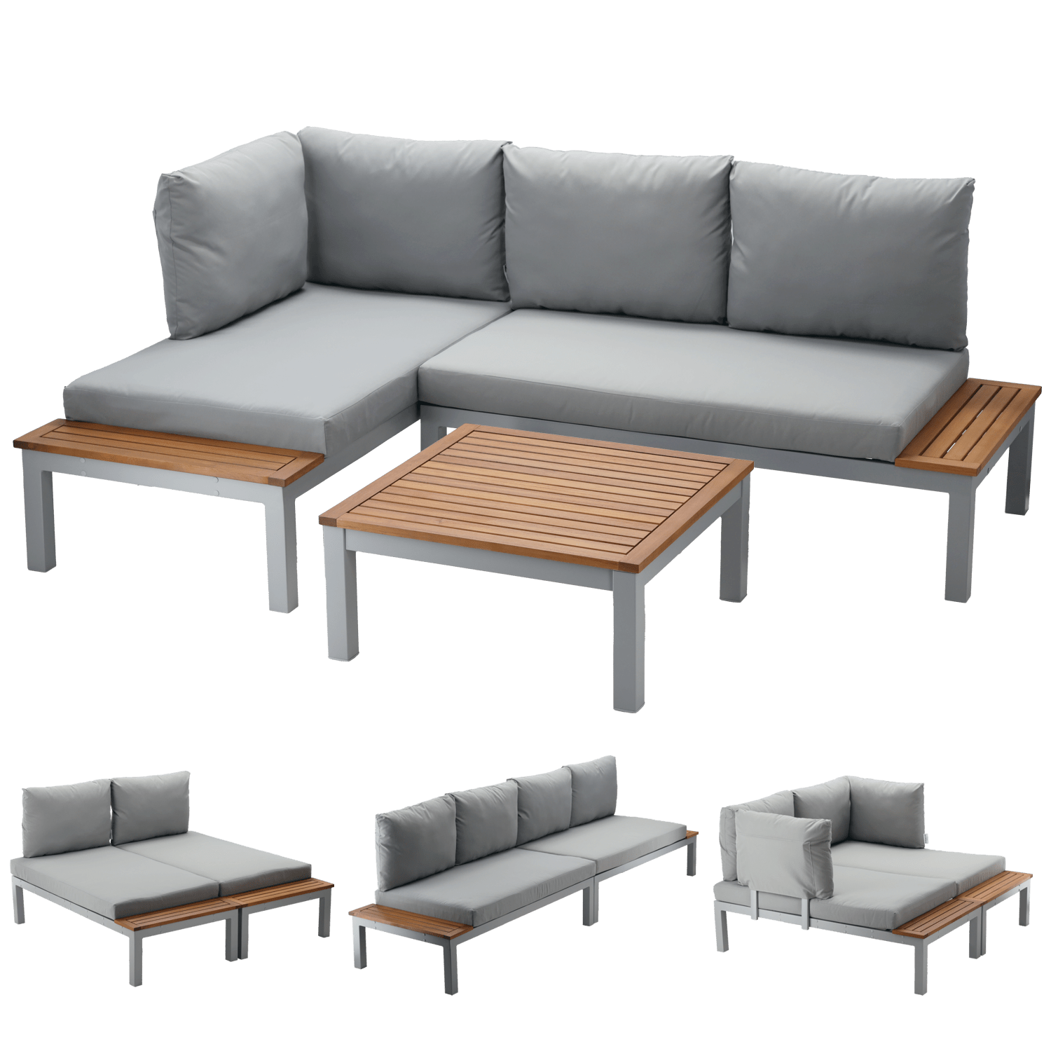 Garten Loungeset ModuFlex – modulares Aluminium Lounge-Set