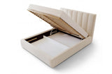Designer Polsterbett Fano in Samt mit Stauraum – Beige