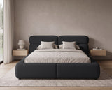 Designer Polsterbett Lovis in Strukturstoff mit Stauraum – Schwarz