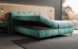 Boxspringbett Milla Cord in Vintage Blau (Poso 026) – Stauraum geöffnet seitlich